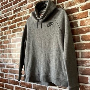 NIKE Rally Funnel Neck Women's Hoodie Sweatshirt Large Dark Heather Gray Logo